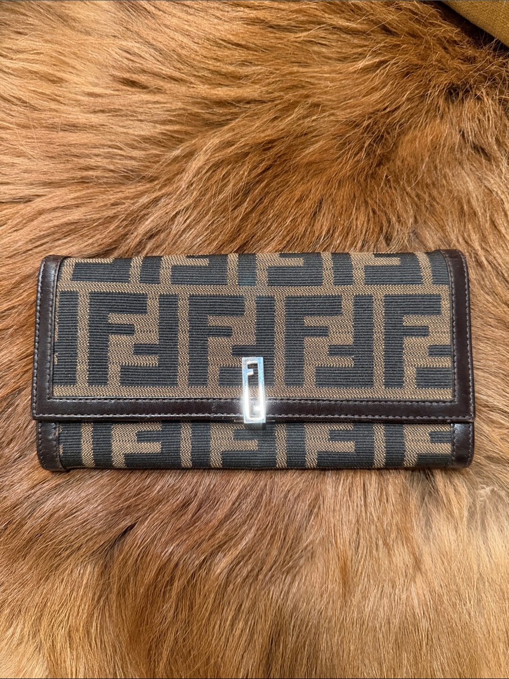 Fendi Brown and Black FF Canvas Continental Wallet